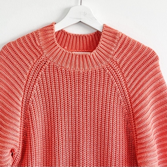 Anthropologie Maeve Mackenzie Coral Orange Ribbed Chunky Oversized Sweater XS - Picture 4 of 9
